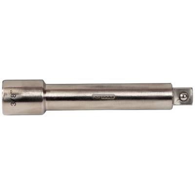 Metalowy przedłużacz klucza nasadowego z oznaczeniem '3/8'' 𐤟 3''', używany do zwiększenia zasięgu narzędzia.