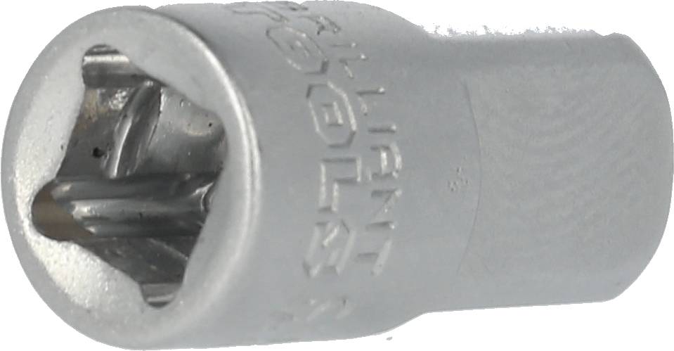 Sześciokątny nasadowy klucz metalowy w kolorze srebrnym. Używany do odkręcania lub dokręcania śrub lub nakrętek.