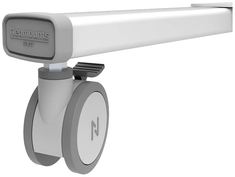 Szara rolka z logo Neomounts, przymocowana do białego, prostokątnego ramienia.