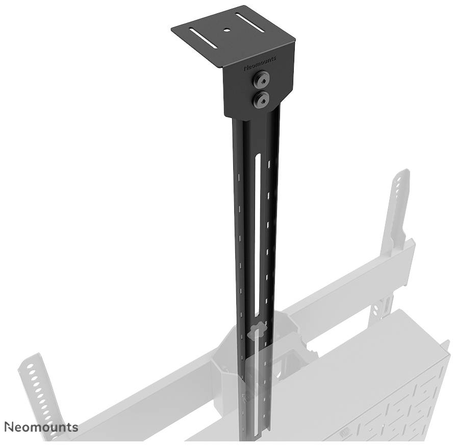 Uchwyt sufitowy do wyświetlaczy, czarny, o regulowanej długości wraz z elementami mocującymi, marki Neomounts.