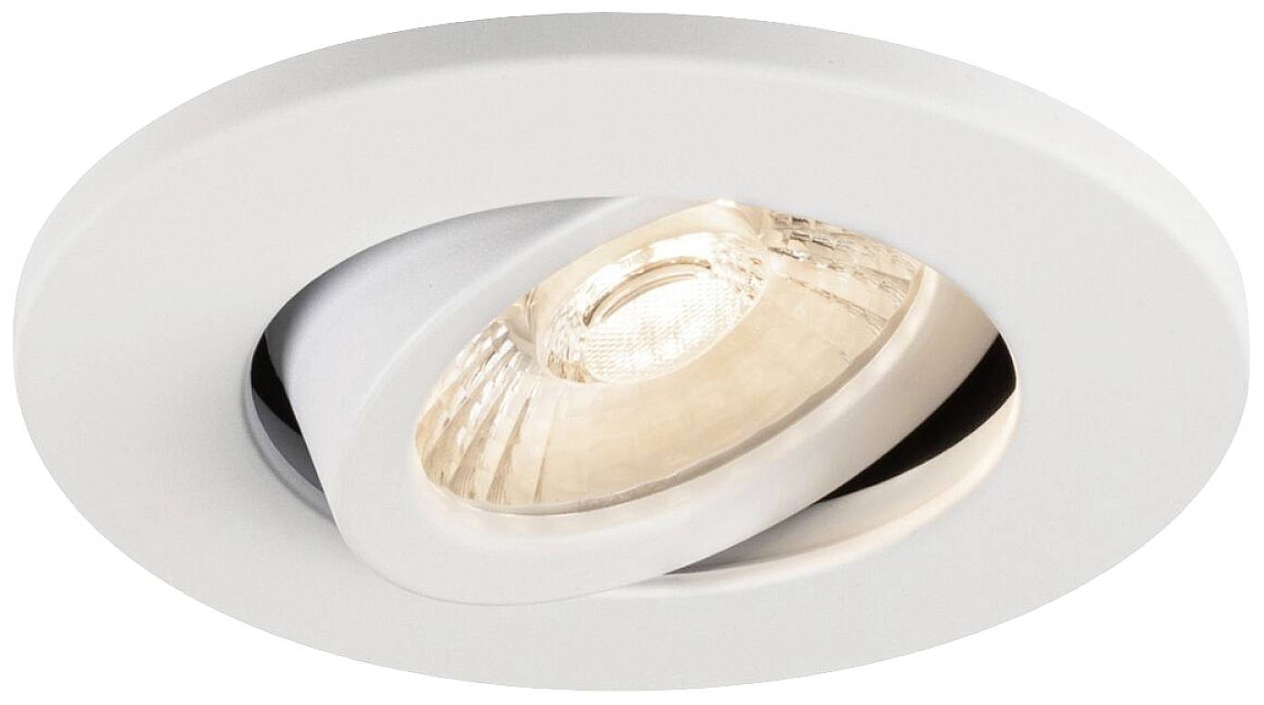 Plafon sufitowy z obrotową, okrągłą ramką w kolorze białym. Wyposażony we wnętrzu w energooszczędną lampę, idealny do nowoczesnego oświetlenia wnętrz.