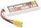 Akumulator litowo-polimerowy o pojemności 4500mAh, 7,4V, z przewodem przyłączeniowym i żółtym złączem. Oznaczenie 'Red Power XT'. Odpowiedni do modeli zdalnie sterowanych.