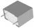 Szary, prostokątny element elektroniczny z dwoma metalowymi pinami złączającymi po jednej stronie, odizolowany na białym tle.