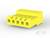 Żółty, pięciopinowy złącz wtykowy z prostokątnymi gniazdami. Oznaczony logo 'TE'. Stosowany do połączeń elektronicznych.