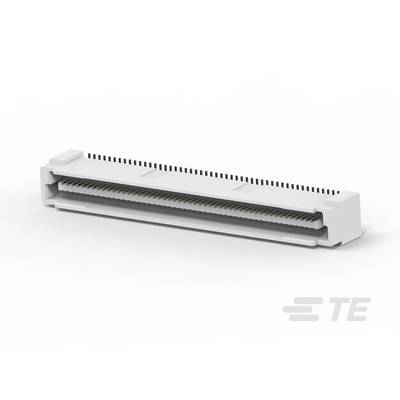 Biały elektroniczny złącze wielostykowe firmy TE leży na białym tle.