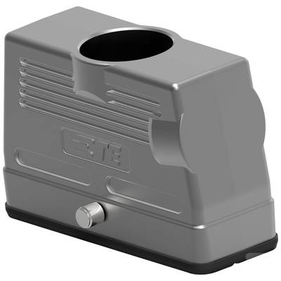 Szary metalowy adapter o prążkowanym wzorze. Górą okrągłe wejście, dołem mały metalowy guzik. Przeznaczenie niejasne, urządzenie techniczne.