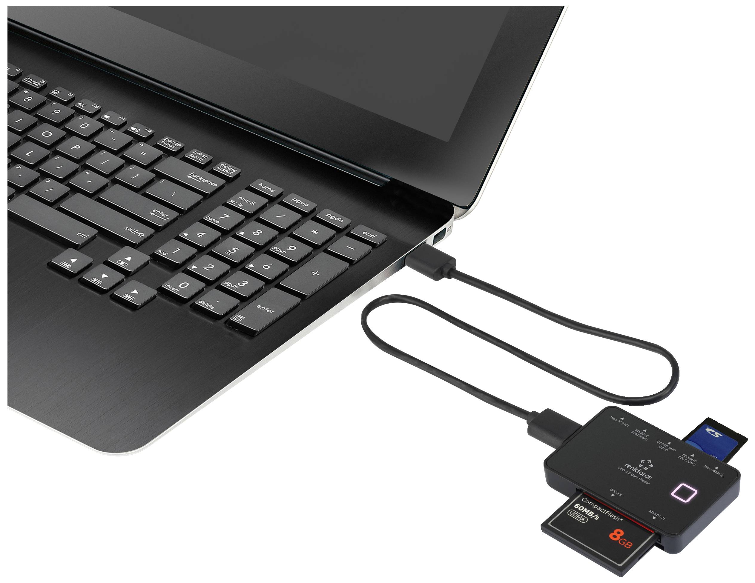 Зовнішній зчитувач карт пам'яті Renkforce RF-5461104 Micro USB 3.2 Gen 1 (USB 3.0)