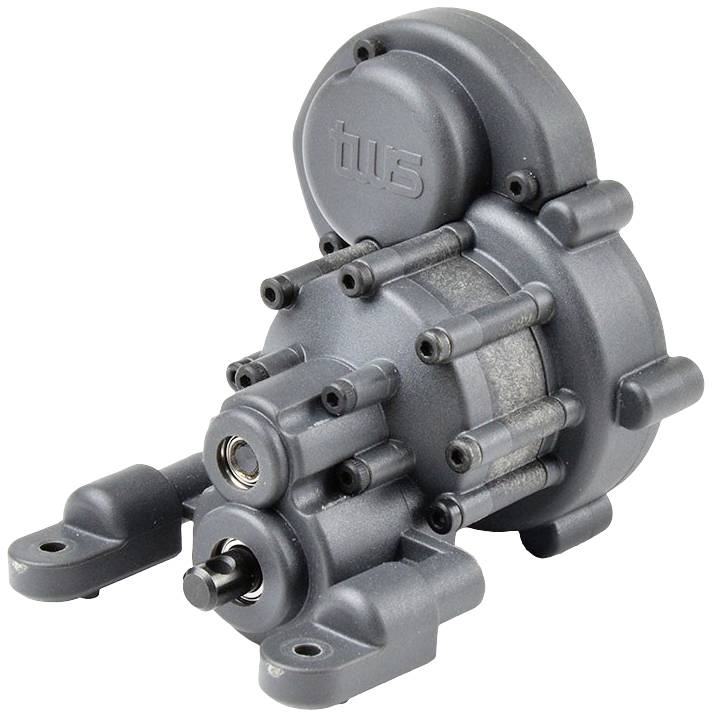 Szare mechaniczne urządzenie o cylindrycznym kształcie z kilkoma wystającymi rurkami, prawdopodobnie element silnika.