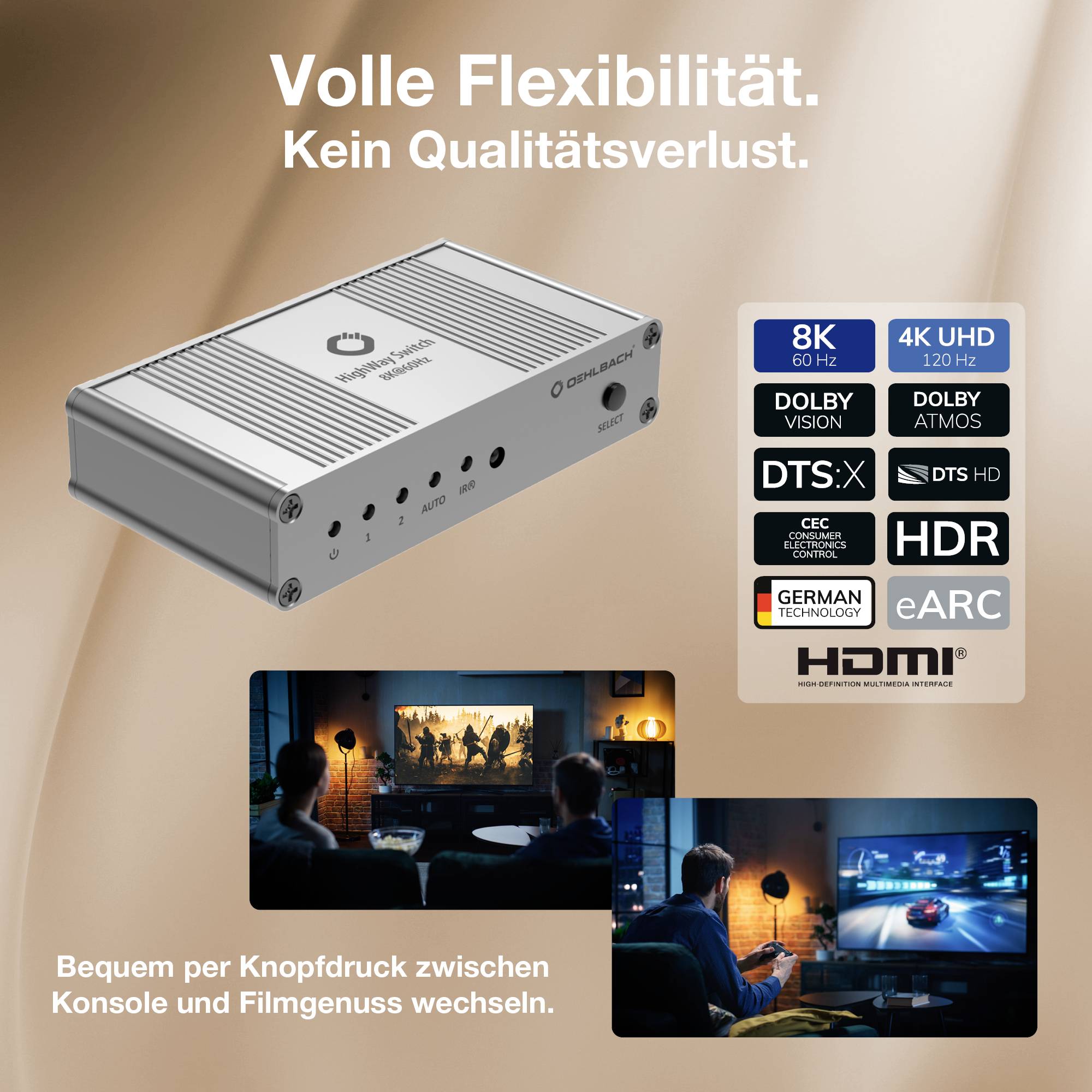 HDMI-перемикач Oehlbach HighWay Switch 8K з 2 портами