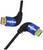 Kabel HDMI z zakrzywionymi wtyczkami, wykonane w kolorach niebieskim i czarnym, umożliwia łatwe podłączenie w ciasnych przestrzeniach.