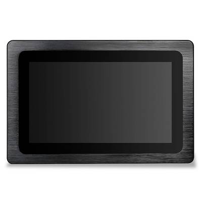 Czarny, prostokątny przyrząd przypominający tablet z dużym ekranem. Posiada cienką ramkę.