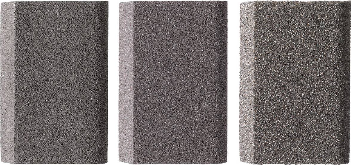 kwb 088900 Набір із 3 закруглених та скошених абразивних губок із середньою, дрібною та дуже дрібною зернистістю, 3 шт.