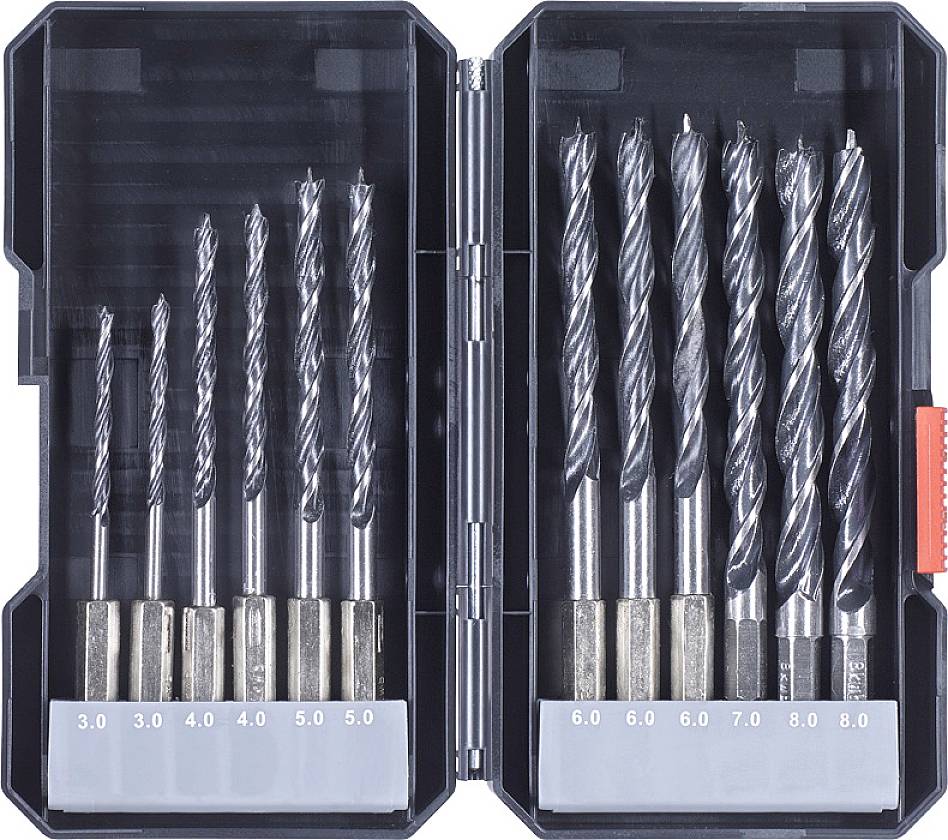 Набір спіральних свердел по дереву kwb 108830 12 шт.