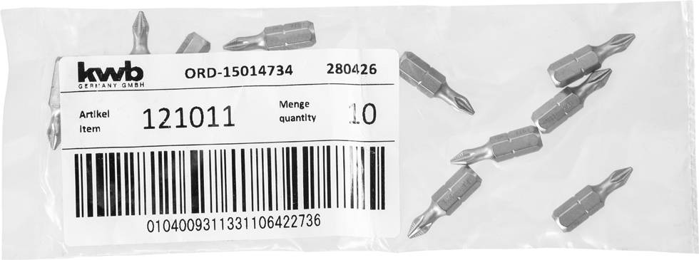 Opakowanie z dziesięcioma wkładkami krzyżowymi, oznaczone numerem artykułu '121011'. Zawiera kod kreskowy i informacje o producencie.