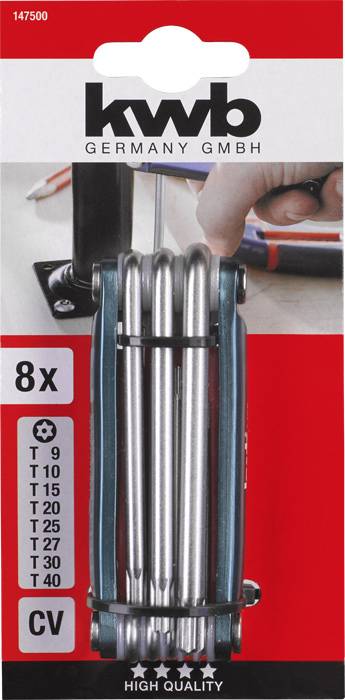 Набір шестигранних ключів kwb T 9, T 10, T 15, T 20, T 25, T 27, T 30, T 40, 8 предм.