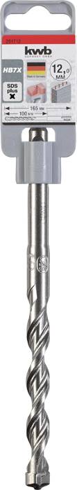 Wiertło z chwytem SDS, opakowanie z nazwą marki 'kwb', odpowiednie do betonu, kamienia, cegły. Średnica 12 mm, długość 160 mm.