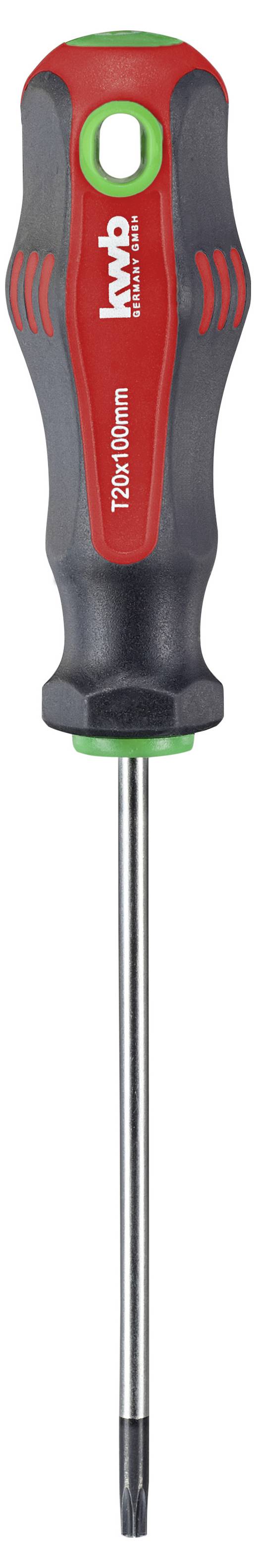 Wkrętak marki 'Inbus' z czerwonym i czarnym uchwytem, rozmiar 'T20 x 100 mm', przeznaczony do wkrętów Torx.