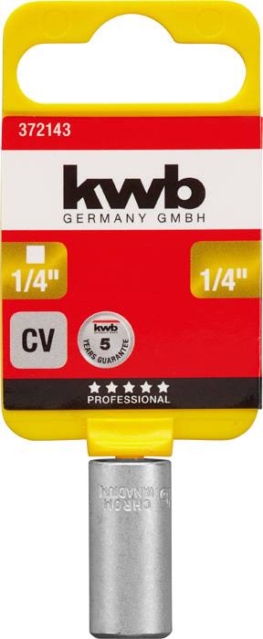 Adapter wiertarski firmy 'kwb Germany GmbH', rozmiar 1/4", stal CV, seria Professional, z numerem produktu 372143.