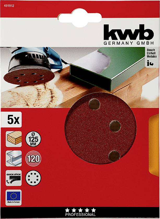 Шлифовальные диски KWB 491912, 5 шт.