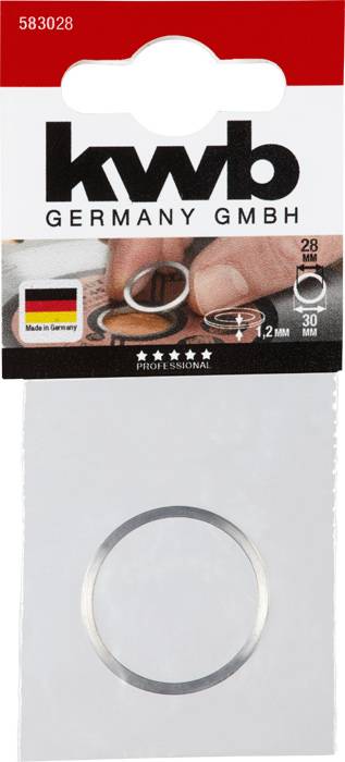 Opakowanie uszczelki firmy 'kwb Germany GmbH', o średnicy 28 mm, z symbolem 'Wyprodukowano w Niemczech', profesjonalne.
