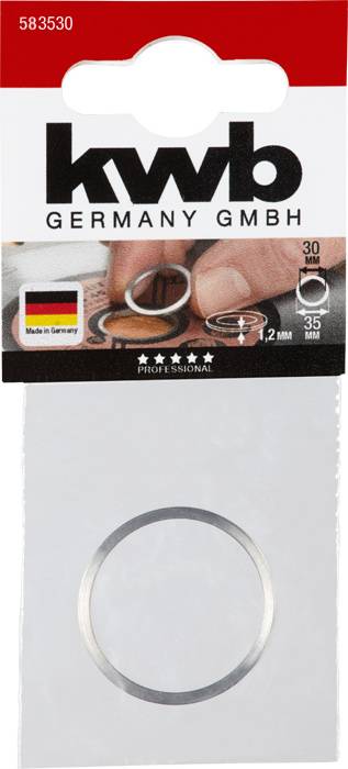 Opakowanie uszczelki marki 'kwb Germany GmbH', o średnicy 30 mm, grubości 1,2 mm, wyprodukowanej w Niemczech.