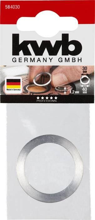 Podkładka metalowa, opakowana przez kwb Germany GmbH. Na opakowaniu widoczne są logo marki oraz znak 'Made in Germany'.
