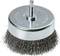 'Okrągła szczotka druciana z metalową obudową i włosiem, odpowiednia do wiertarek. Używana do czyszczenia lub obróbki powierzchni.'