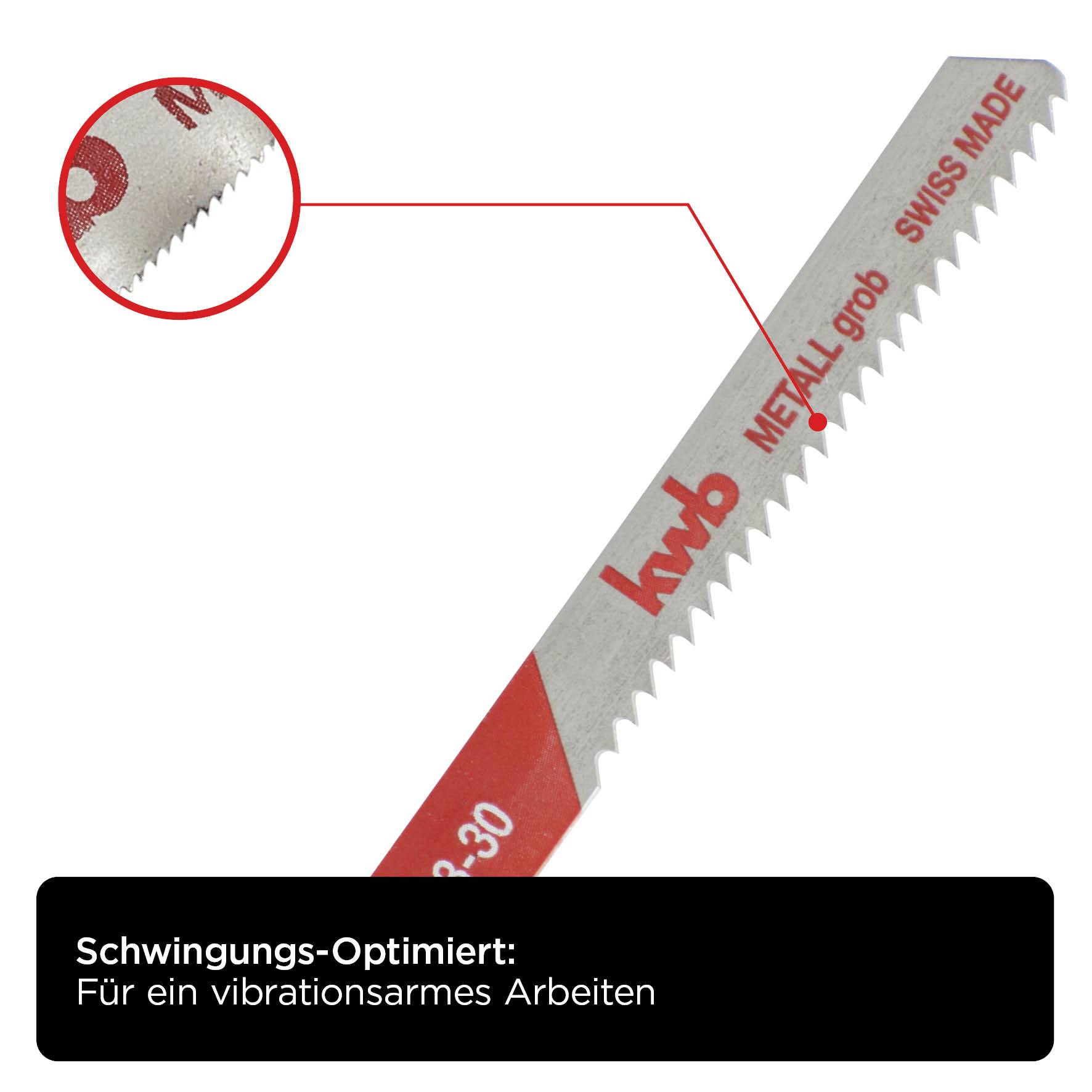 Piła tarczowa marki 'kwb', specjalnie przeznaczona do cięcia metalu, z nadrukiem 'METAŁ DUŻY' oraz 'SWISS MADE'.