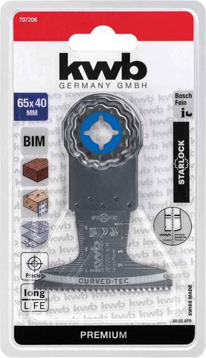 Brzeszczot do piły, oryginalnie zapakowany, 65x40 mm, odpowiedni do różnych materiałów. Kompatybilny z systemem Starlock w narzędziach Bosch i Fein.