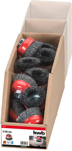 Чашкові щітки kwb AGGRESSO-FLEX®, гофрований сталевий дріт HSS для кутових шліфувальних машин 719136 1 шт.