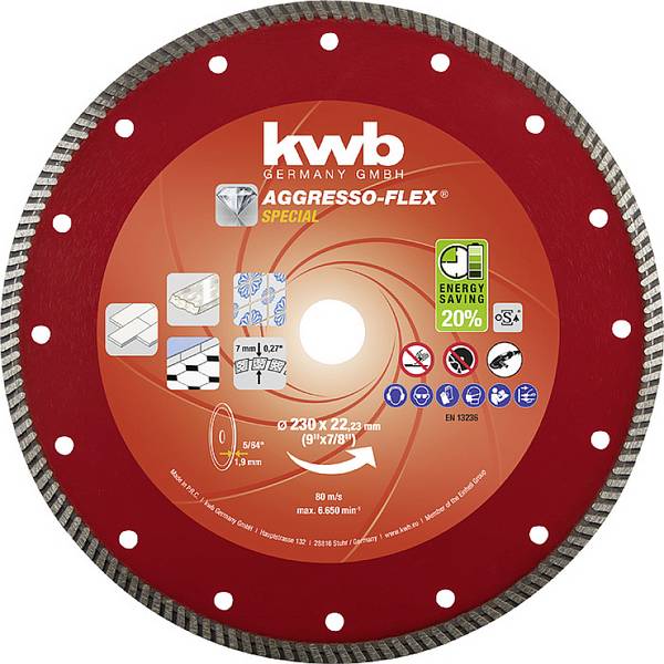 kwb 721840  Tarcza tnąca diamentowa Średnica 230 mm Średnica otworu 22.23 mm  1 szt.