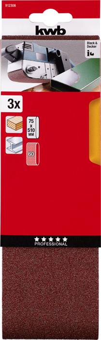 Комплект наждачних стрічок kwb 912306 510 мм, 3 шт.