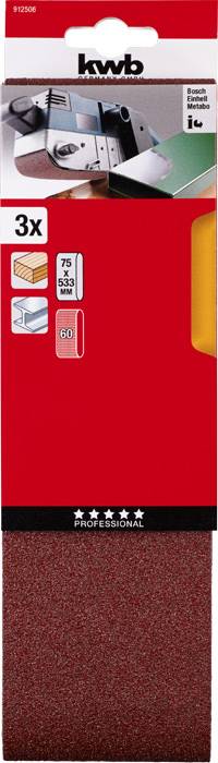 Комплект наждачних стрічок kwb 912506 533 мм 3 шт.