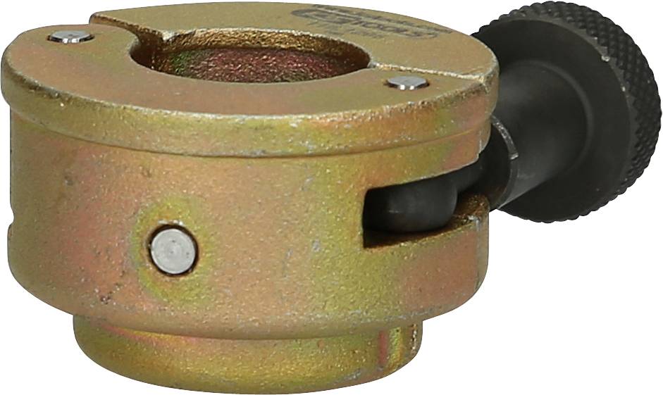 Obcinacz do rur z obrotowym uchwytem, przeznaczony do cięcia rur metalowych. Złotej barwy, solidna konstrukcja gwarantująca precyzyjne cięcie.