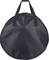 Czarna, okrągła torba na ramię z dwoma uchwytami. Torba posiada gładką powierzchnię i służy do przechowywania lub transportowania przedmiotów.