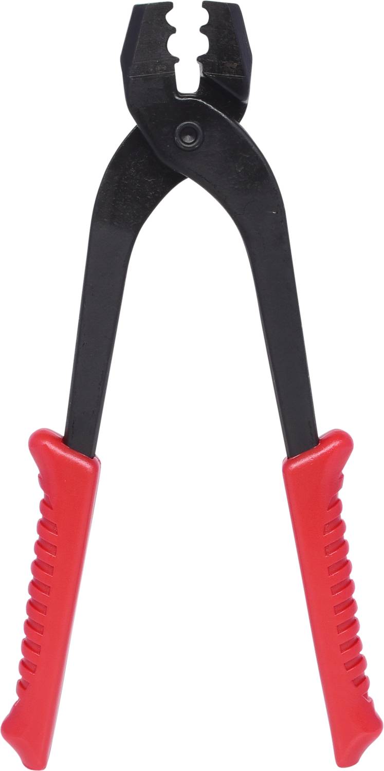 Duży obcinacz śrub z czerwonymi uchwytami.