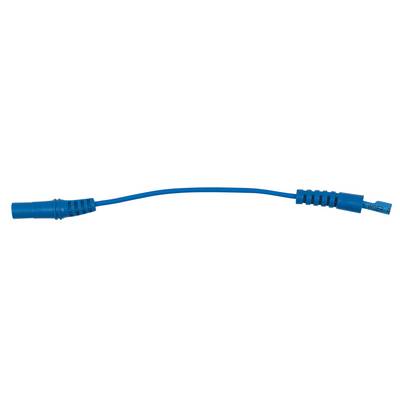 Niebieski kabel z wtyczkami na obu końcach, typowo stosowany w urządzeniach elektrycznych lub sieciach.