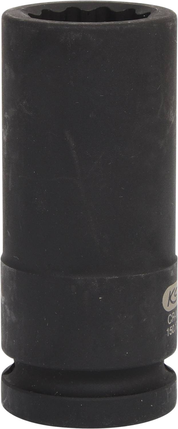 Czarna nasadka sześciokątna, cylindryczna, przeznaczona do prac śrubowych z narzędziami takimi jak klucze zapadkowe. KTC CR-MO 19mm