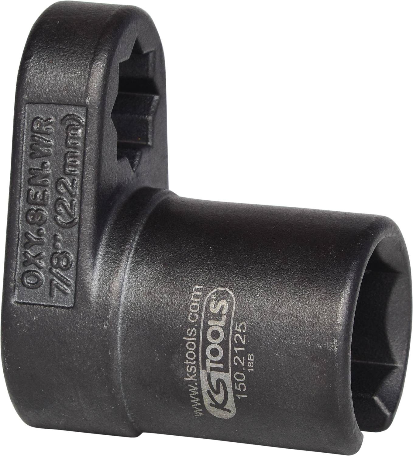 Czarny klucz nasadowy z napisem 'KS Tools' z oznaczeniami rozmiaru 7/8" (22 mm) i 'OX/SEM WR', zakończony sześciokątną końcówką.