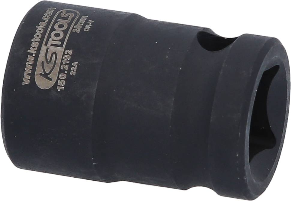 Nasadka do klucza nasadowego, czarny metal, marka KS Tools, numer modelu i specyfikacje są grawerowane na powierzchni.