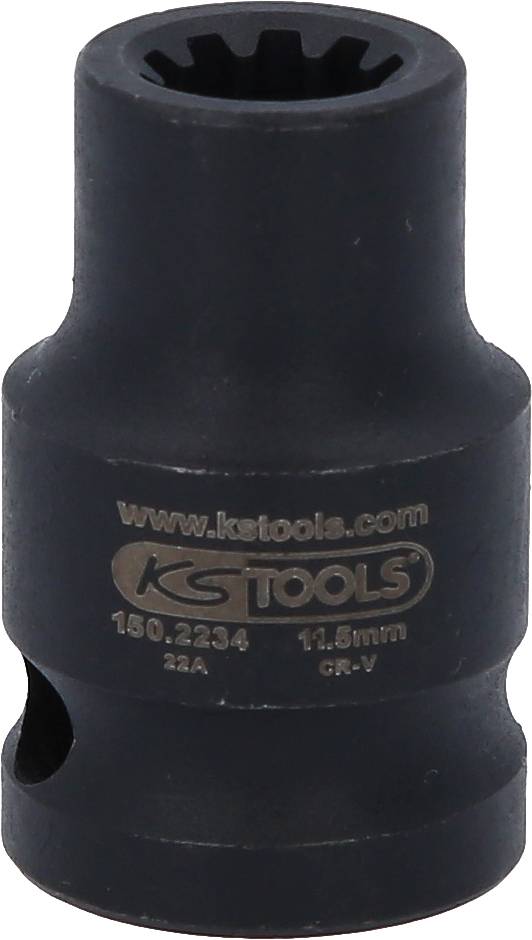 Klucz nasadowy KS Tools, powierzchnia czarna, do nakrętek lub śrub o rozmiarze 11,8 mm.