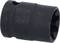 Czarna, cylindryczna nakrętka o gładkiej powierzchni i karbowanej krawędzi, przeznaczona do użycia z kluczem nasadowym.