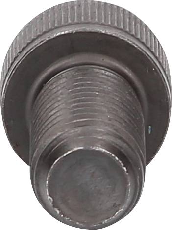 Metalowy sworzeń z żebrowaną główką i gładkim, cylindrycznym trzpieniem. Cel lub kontekst nie jest widoczny.