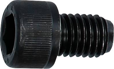 Czarna śruba z gniazdem sześciokątnym na białym tle.