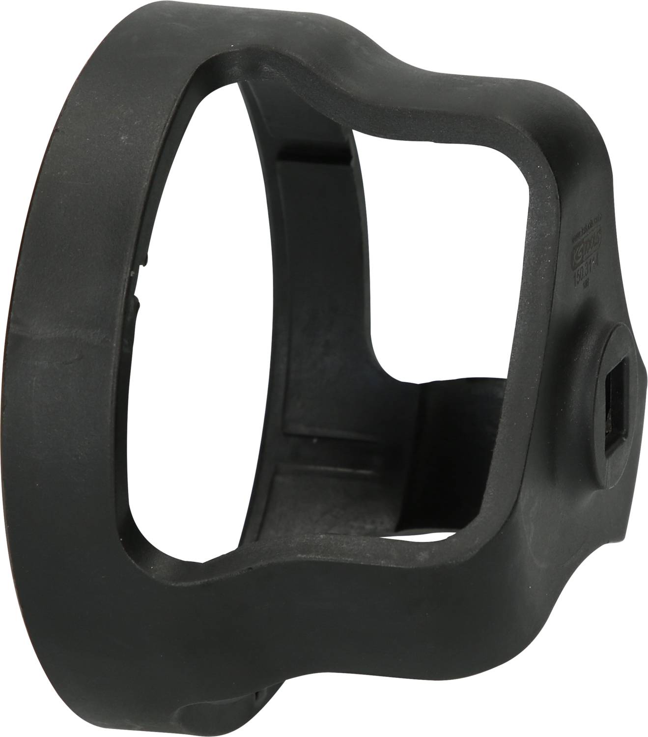 Czarna, składana obudowa ochronna wykonana z tworzywa sztucznego. Służy jako pokrywa lub rama dla urządzenia technicznego.