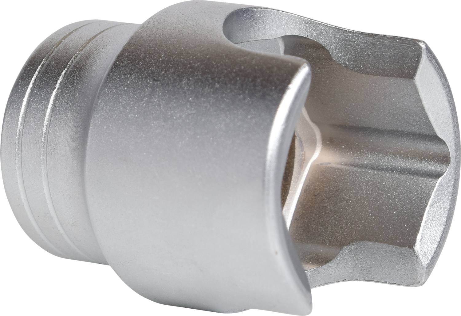 Srebrna nakrętka sześciokątna, często stosowana w pracach ślusarskich i mechanicznych.