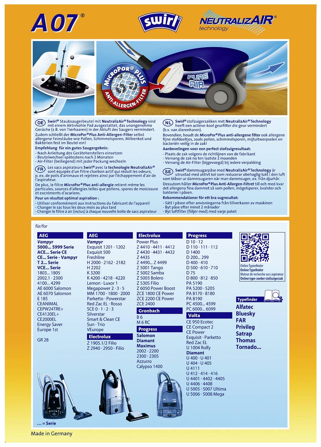 Мішки для пилососа Swirl A07 802591