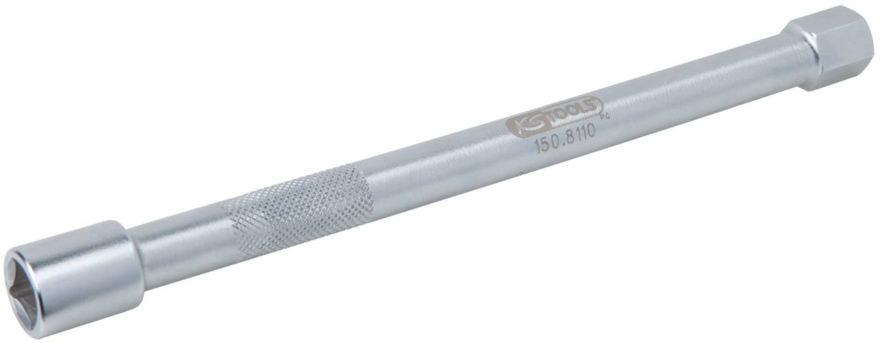 Metalowy przedłużacz do narzędzi z żebrowanym uchwytem dla lepszej przyczepności. Nadaje się do zwiększenia zasięgu.
