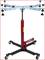 Czerwony, regulowany wysokościowo podnośnik skrzyni biegów z czterema rolkami. Górna część wyposażona jest w ramiona stabilizujące. Odpowiedni do prac warsztatowych.