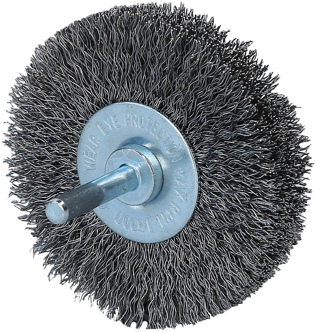 'Szczotka druciana do wiertarki, odpowiednia do usuwania rdzy i farby z powierzchni metalowych.'